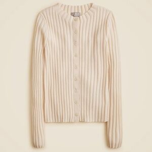 NWT J. CREW 2025 Wide Rib Cashmere Cardigan Heather Muslin - Large